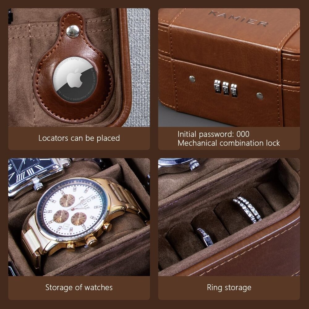 Watch Case with Combination Lock - 4 Watch Storage and Jewelry Organizer - Watch - Picture 4 of 7